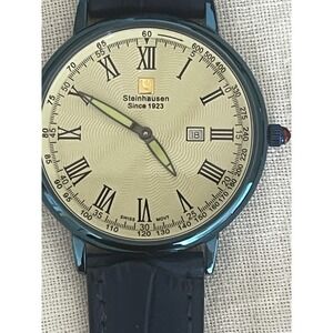 Steinhausen Swiss Movement 5 Jewels Blue Watch Face Rim And Band